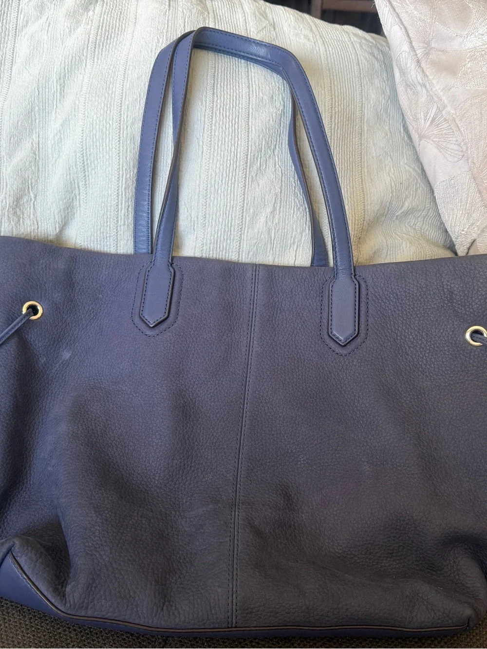 NWOT KATE SPADE BLUE LG TOTE Brandice Pratt Street Tassels ZIP BAG  Blue Leather